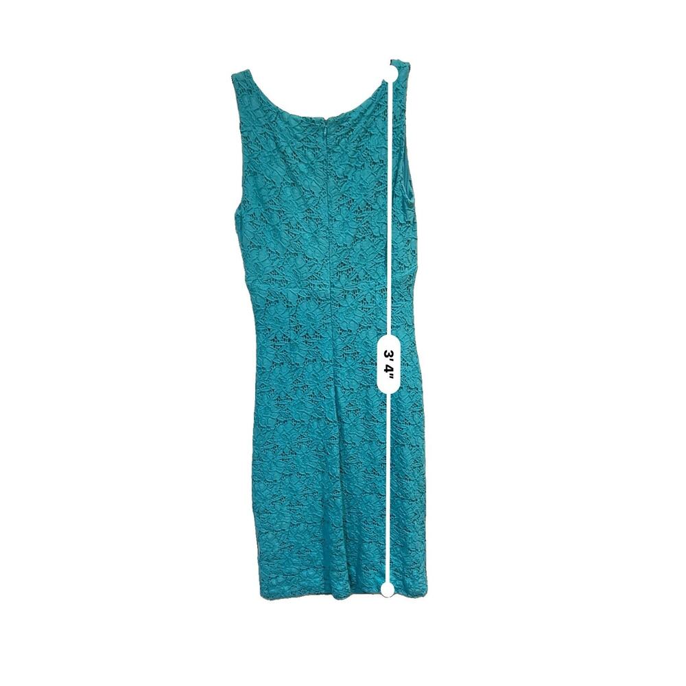 Lauren Ralph Lauren Sheath Dress Size 6 Sleeveless Lace Over Dress Turquoise - Picture 6 of 15